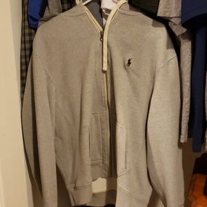 Gray polo zip up hoodie